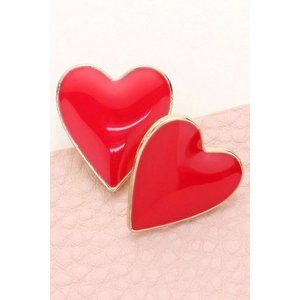 Ruff-skch Big Heart Stud Earrings Red One Size NWT